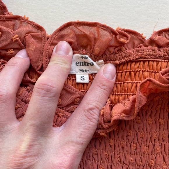 entro | Rust Long Sleeve Ruffle Dress - Picture 3 of 6